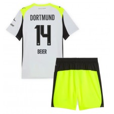 Borussia Dortmund Maximilian Beier #14 Bortaställ Barn 2025-26 Korta ärmar (+ Korta byxor)